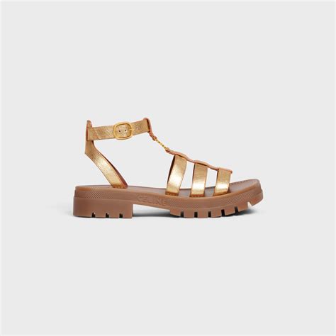 celine gold buckle sandals|CELINE TRIOMPHE SANDAL in LAMINATED CALFSKIN.